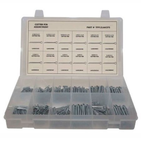 TITAN FASTENERS 375 Piece Cotter Pin Assortment - 1/16" to 5/32" - Steel - Zinc TFP12LAA375